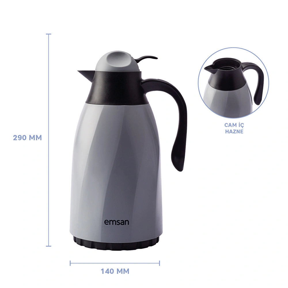 Emsan Sırça Termos 1,3 L Gri görseli 3