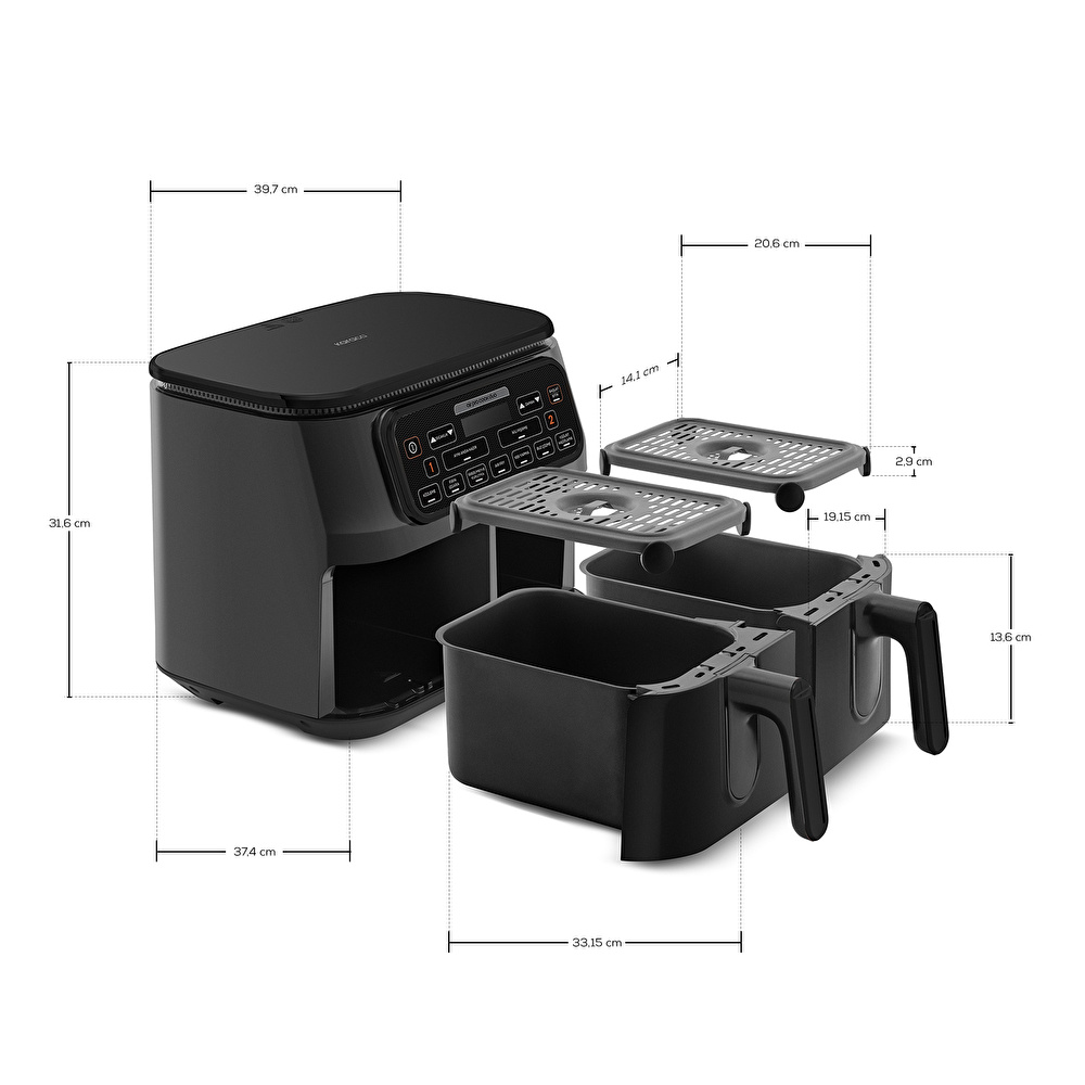 Karaca Air Pro Cook Duo Köz XXXL Airfryer Black 8L görseli 10