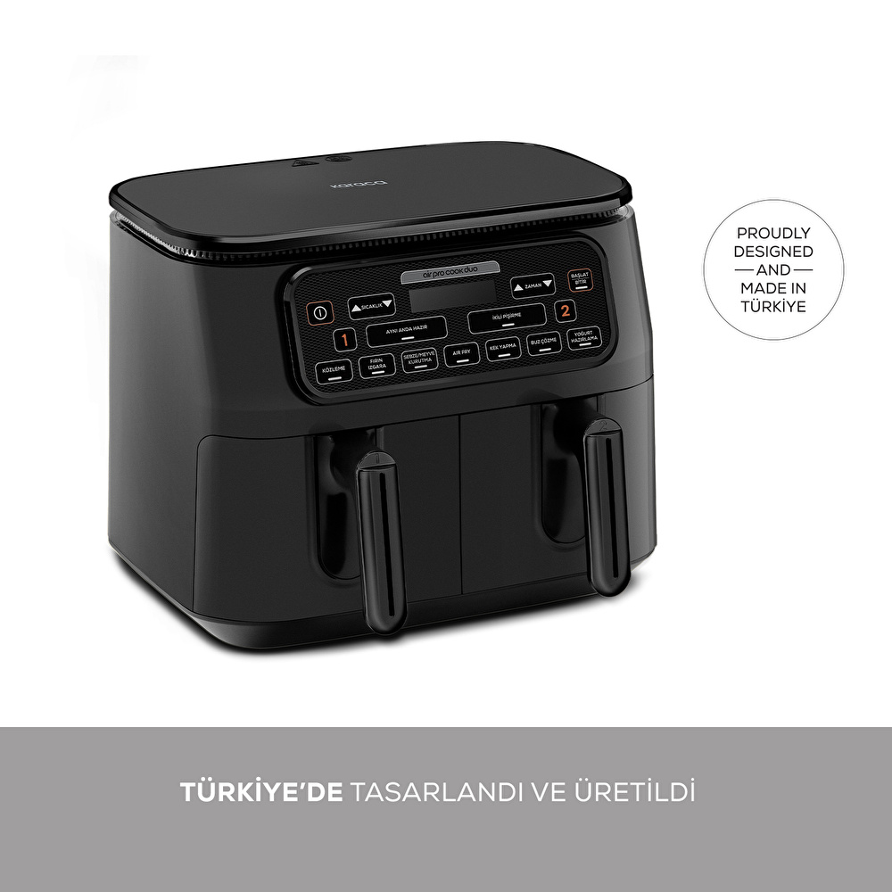 Karaca Air Pro Cook Duo Köz XXXL Airfryer Black 8L görseli 11