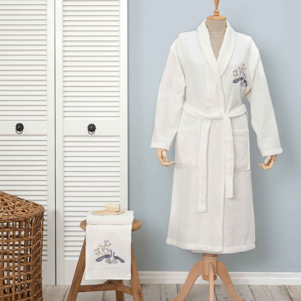 Karaca Home Dina Kadın %100 Pamuk Bornoz Set L/XL görseli 1