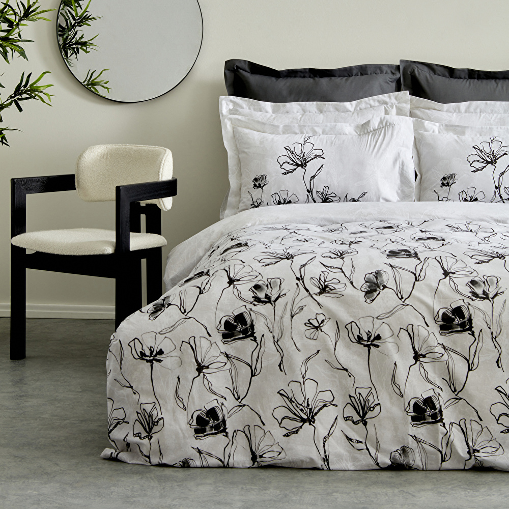 Karaca Home Lucinda %100 Pamuk Çift Kişilik Nevresim Takımı Siyah görseli 4