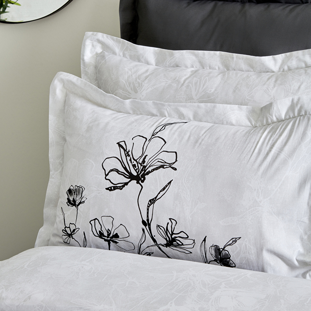 Karaca Home Lucinda %100 Pamuk Çift Kişilik Nevresim Takımı Siyah görseli 5