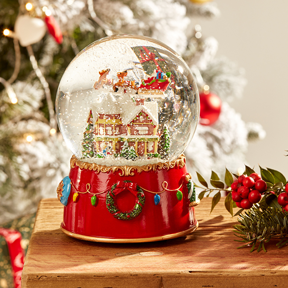 Karaca Home New Year Yılbaşı House And Santa Müzikli Kar Küresi görseli 1
