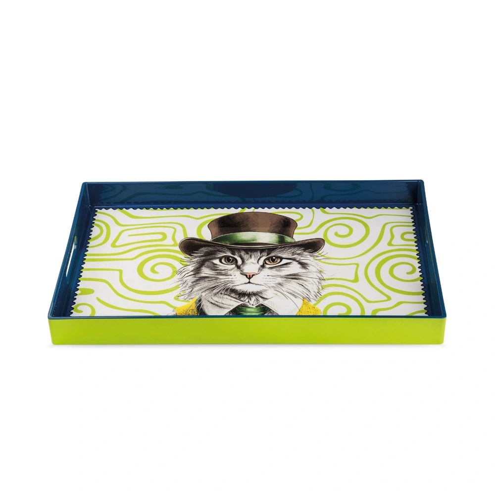 Egan Italy Human Kedi Desenli Tepsi 40x26 cm görseli 1