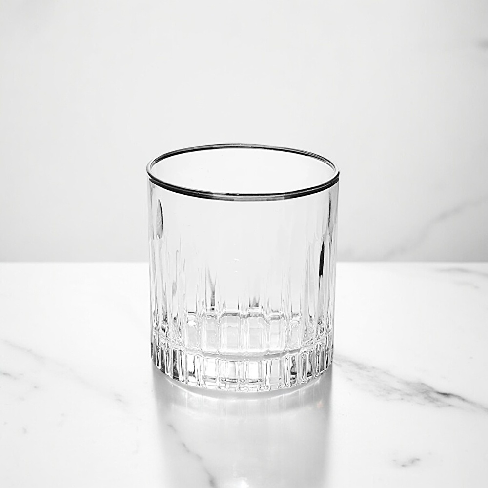 RCR Timeless Yüksek Kalite Cam 6'lı Platin Rimli Su Bardağı Seti 310 ml görseli 1