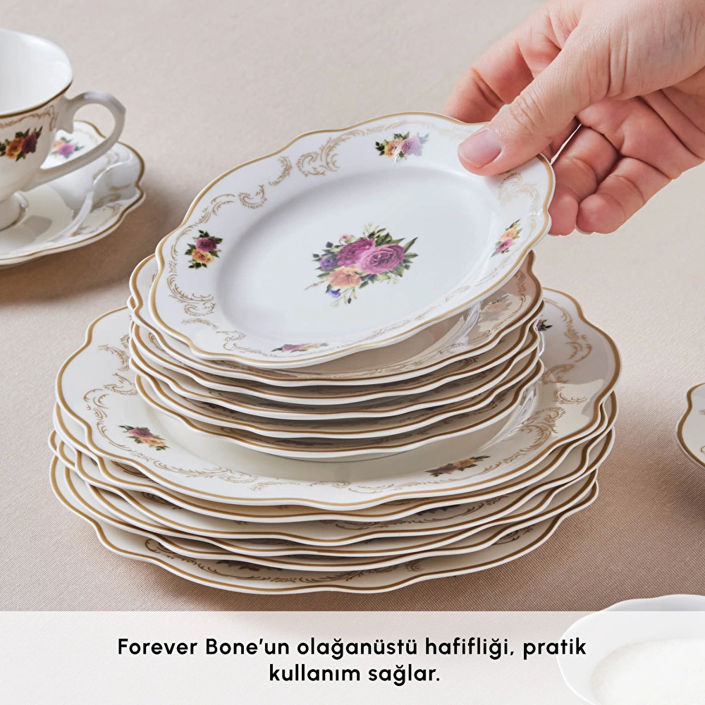 Karaca Forever Bone Antique 26 Parça 6 Kişilik Kahvaltı Seti Gold  görseli 5