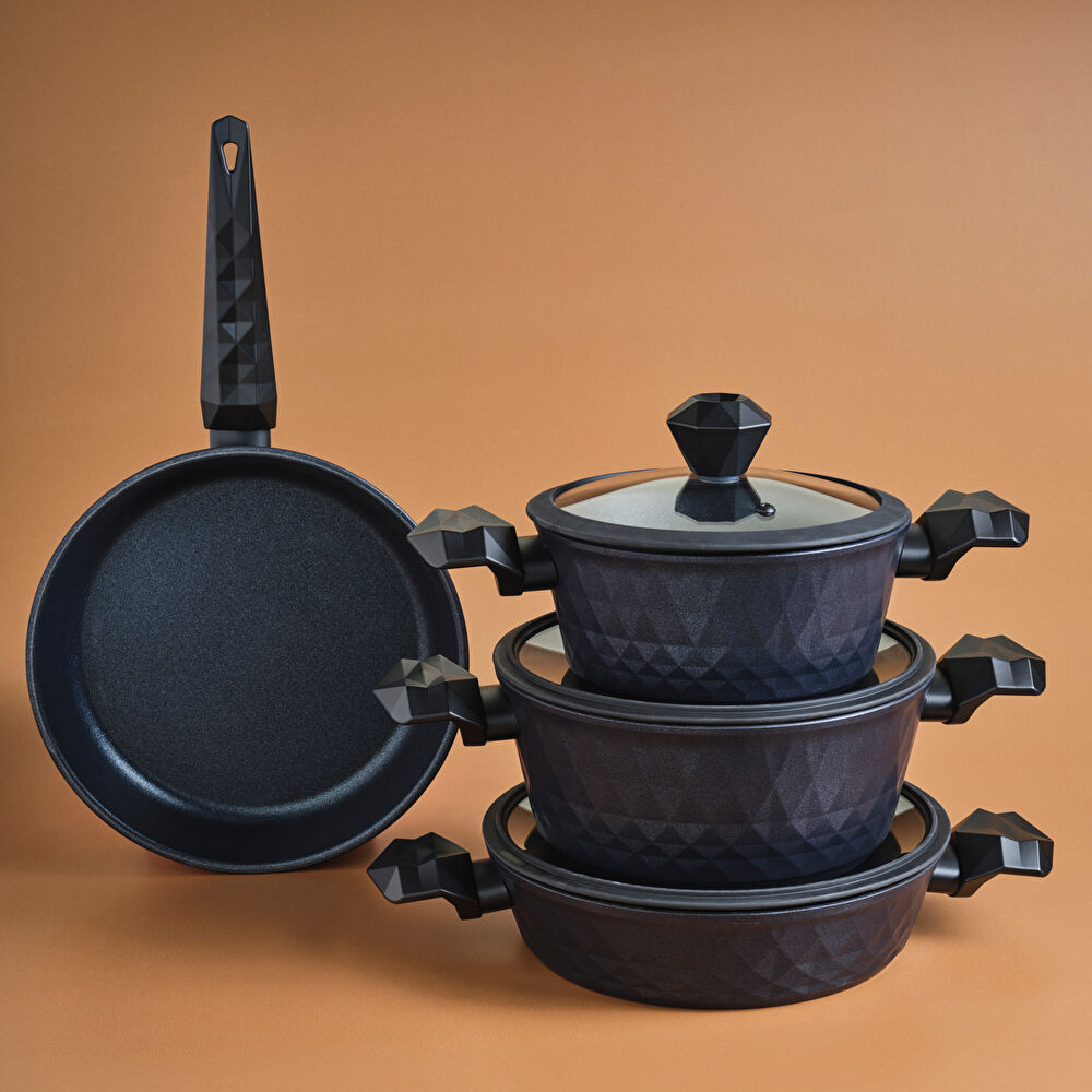 Karaca Biodiamond Antibakteriyel Kulplu İndüksiyon Tabanlı 7 Parça Tencere ve Tava Seti