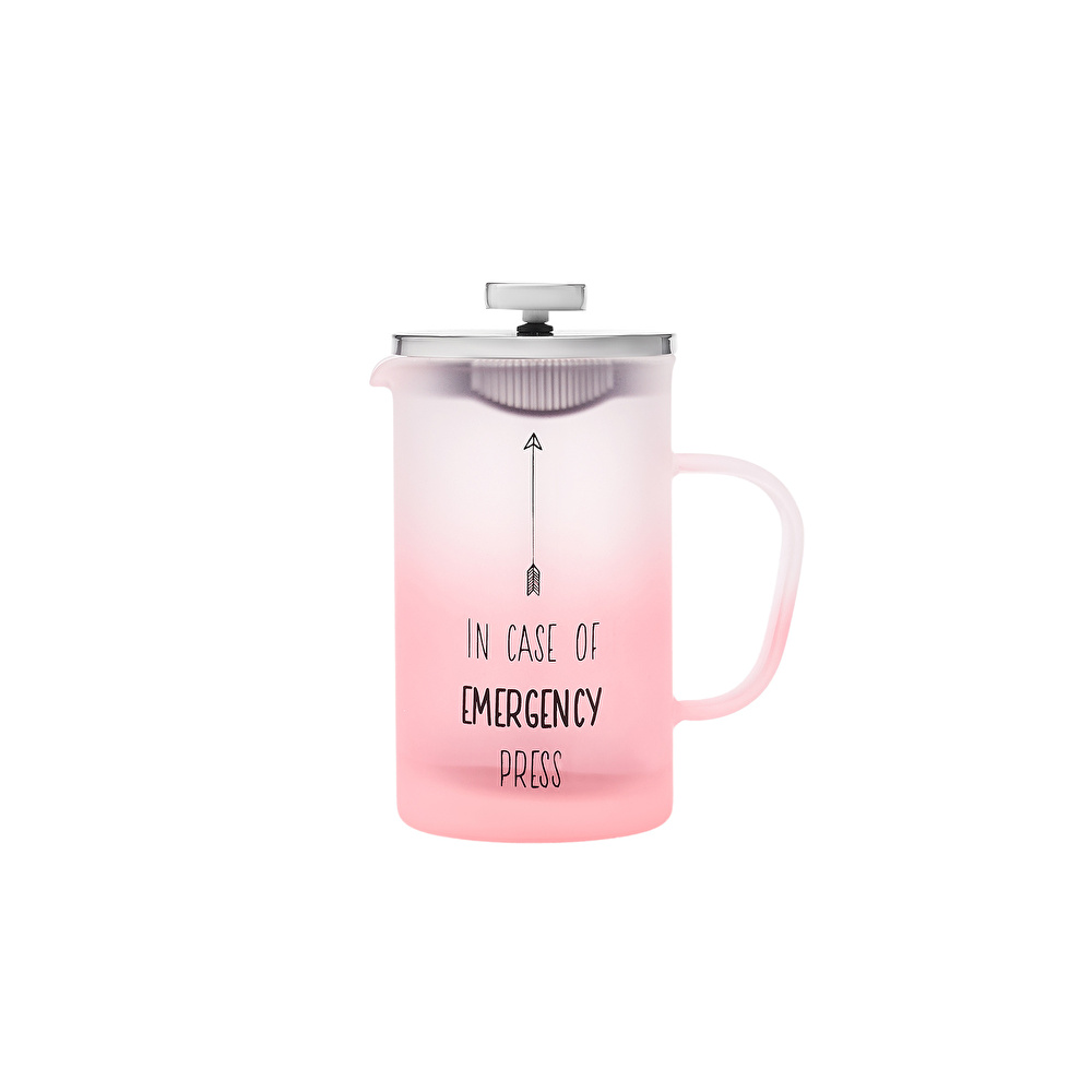 Karaca Emergency Borosilikat Cam French Press 600 ml Pembe görseli 3