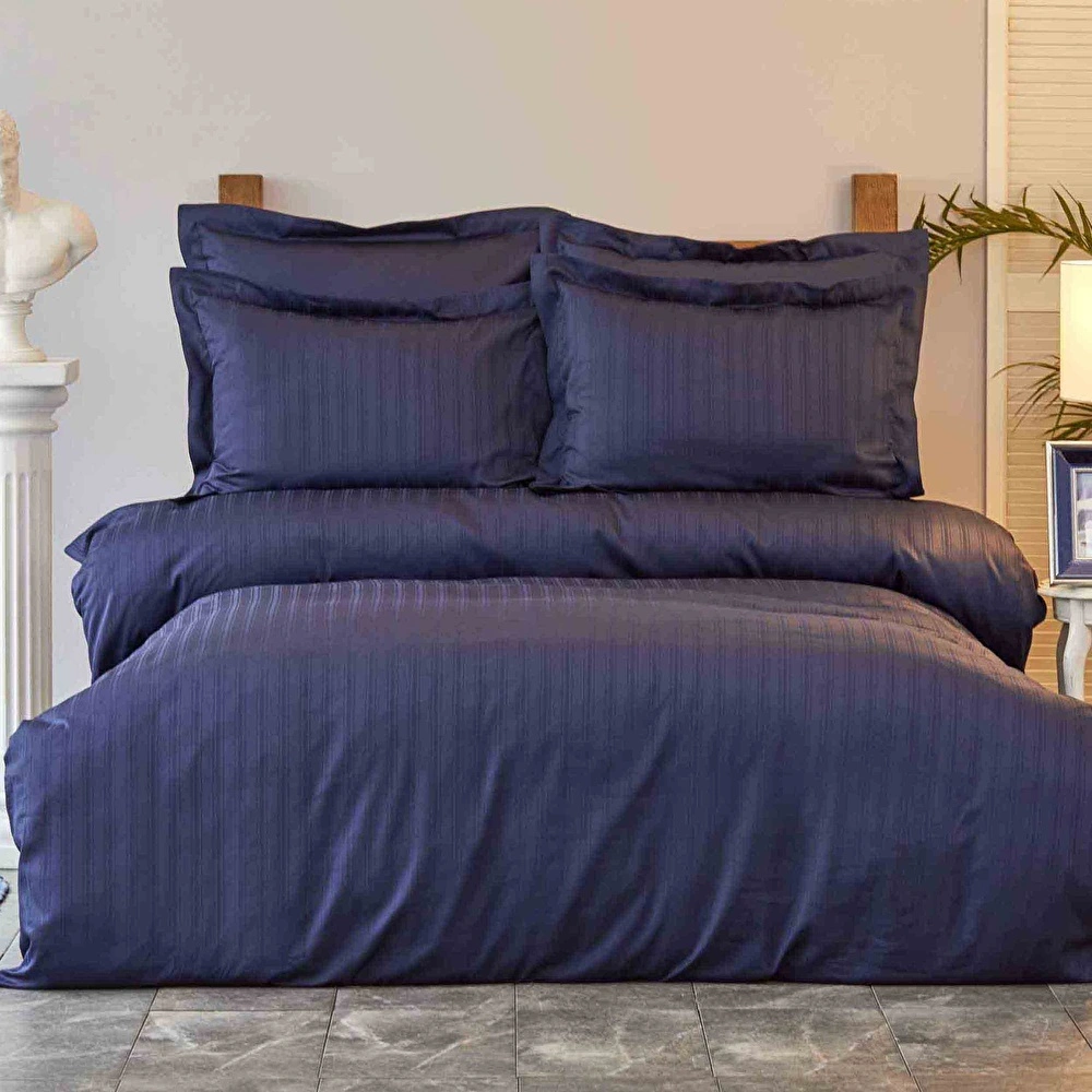 Karaca Home Charm Bold Lacivert %100 Pamuk Saten Çift Kişilik Nevresim Takımı görseli 1