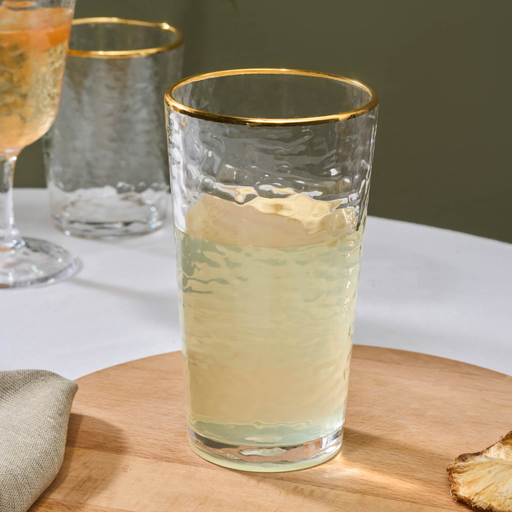 Karaca Akroma Transparent Su Bardağı 435 Ml Gold görseli 1