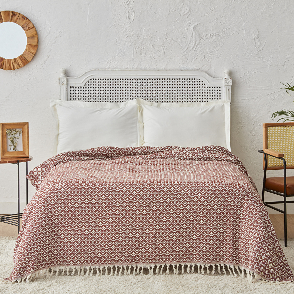 Karaca Home Cordoba Tek Kişilik Pike Yatak Örtüsü 160x230 cm Kiremit görseli 1