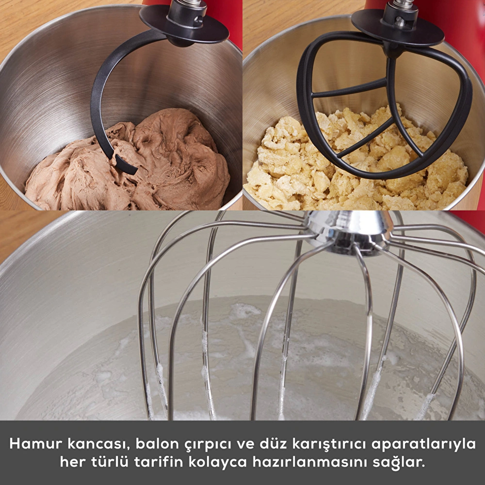 Karaca Pro Artisan Dijital Ekran Zaman Ayarlı Döküm Hamur Yoğurma Makinesi  Red 5L görseli 7
