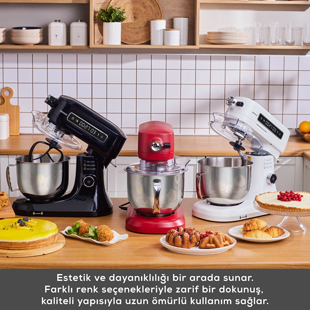 Karaca Pro Artisan Dijital Ekran Zaman Ayarlı Döküm Hamur Yoğurma Makinesi  Red 5L görseli 10