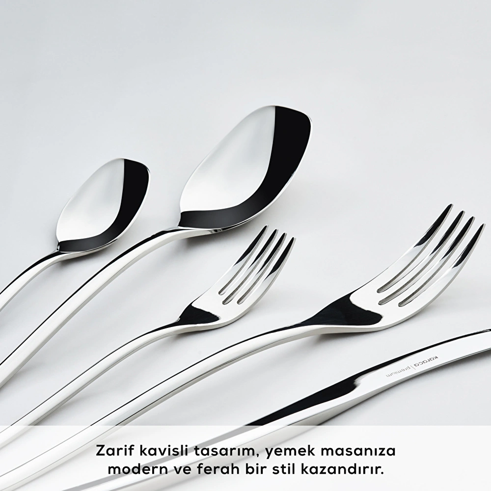 Karaca 316+ Dora Platin 12 Kişilik 84 Parça Çatal Kaşık Bıçak Takımı görseli 5