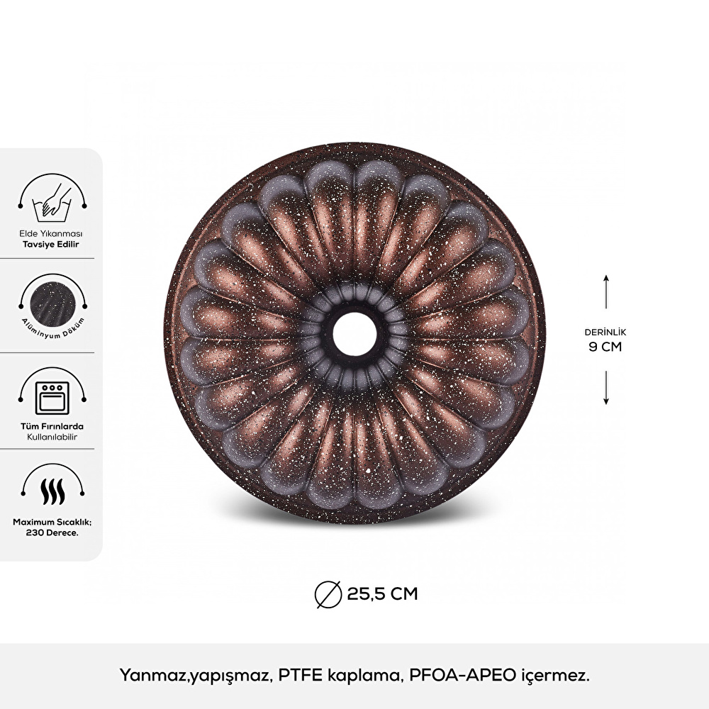 Karaca Cake Pro Lina Kahverengi Döküm Kek Kalıbı 25,5 cm görseli 2