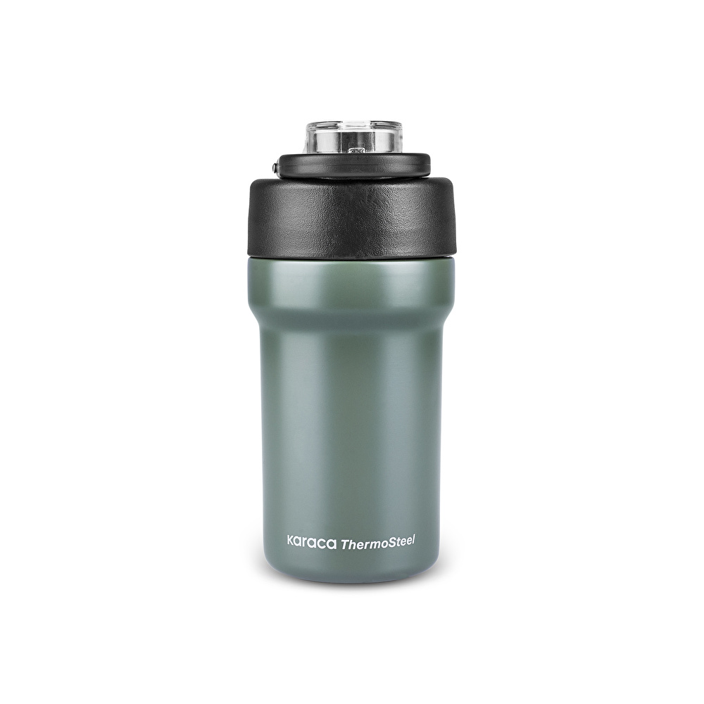 Karaca Thermosteel Camping 2 in 1 Çelik Termos Haki 450 ml görseli 7