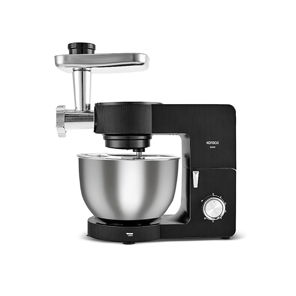 Karaca Multichef Ultra Kıyma Çekme/Sucuk-Sosis/İçli Köfte Aparatlı Hamur Yoğurma Makinesi Black 2000W 7L