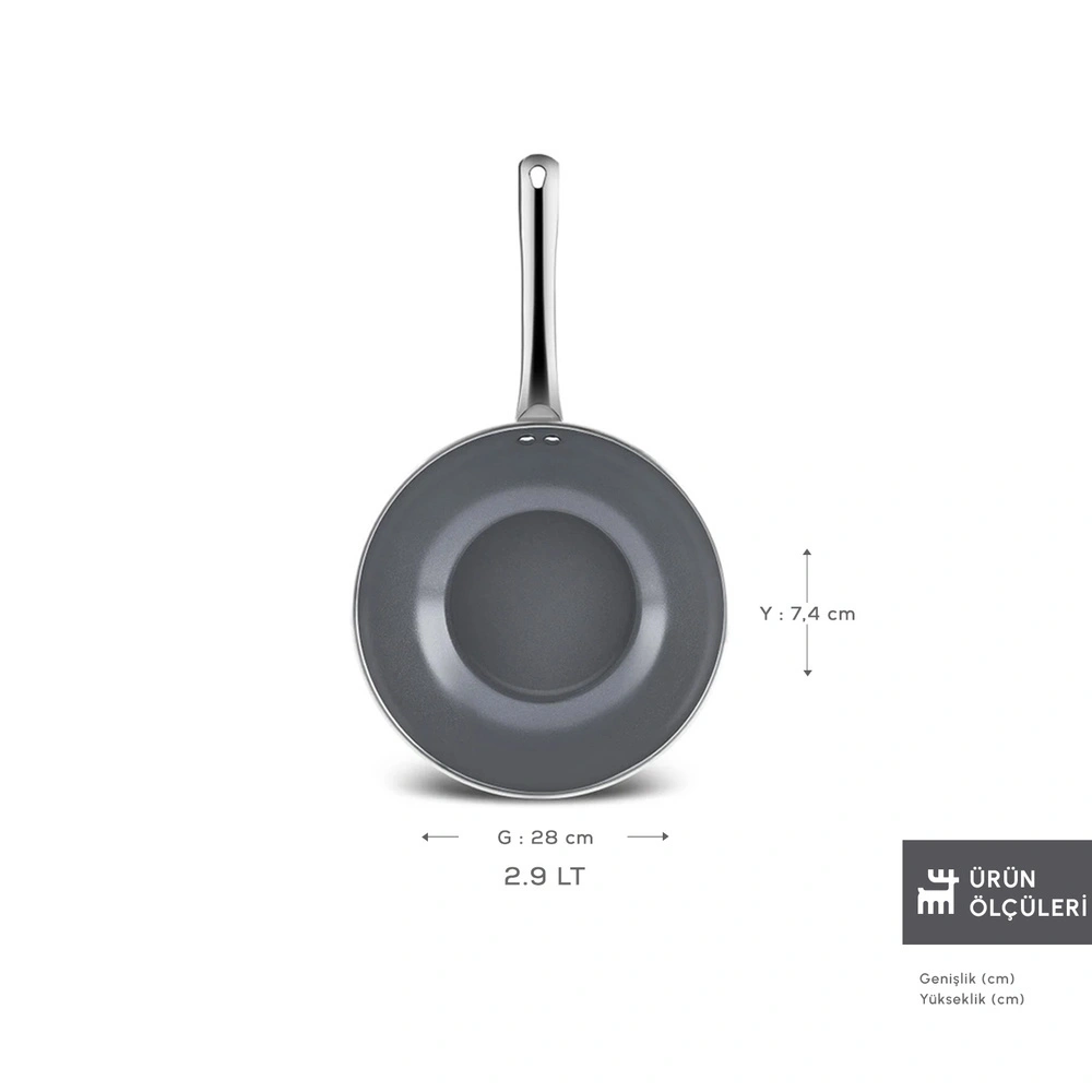Karaca x Refika Swiss Crystal Creamy Metal Wok Tava 28 Cm görseli 2