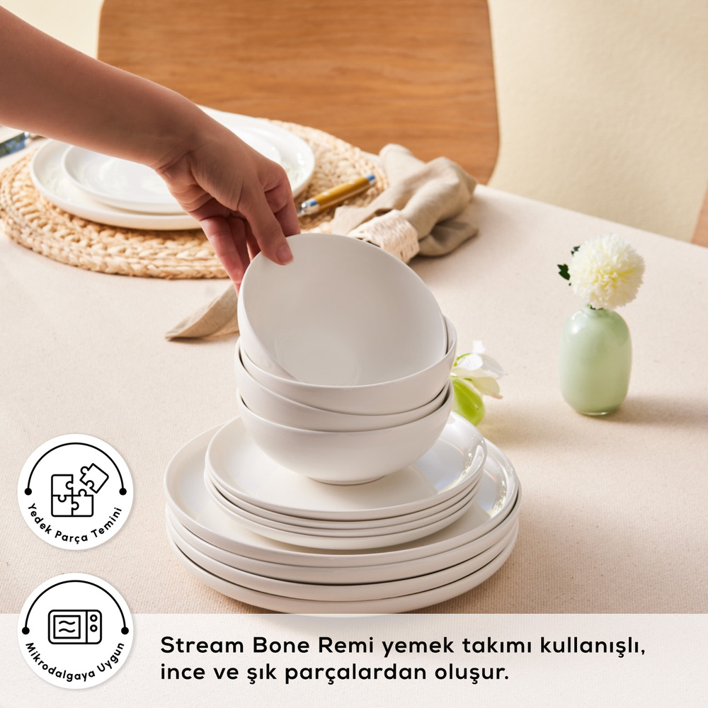 Karaca Stream Bone Remi 18 Parça 6 Kişilik Yemek Takımı görseli 7