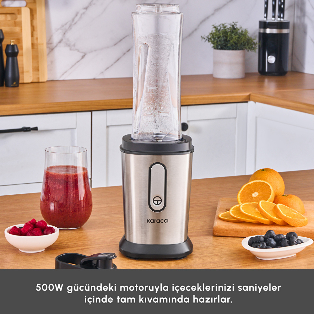 Karaca Smooth and Crush Personal Kişisel Smoothie Blender Inox görseli 3