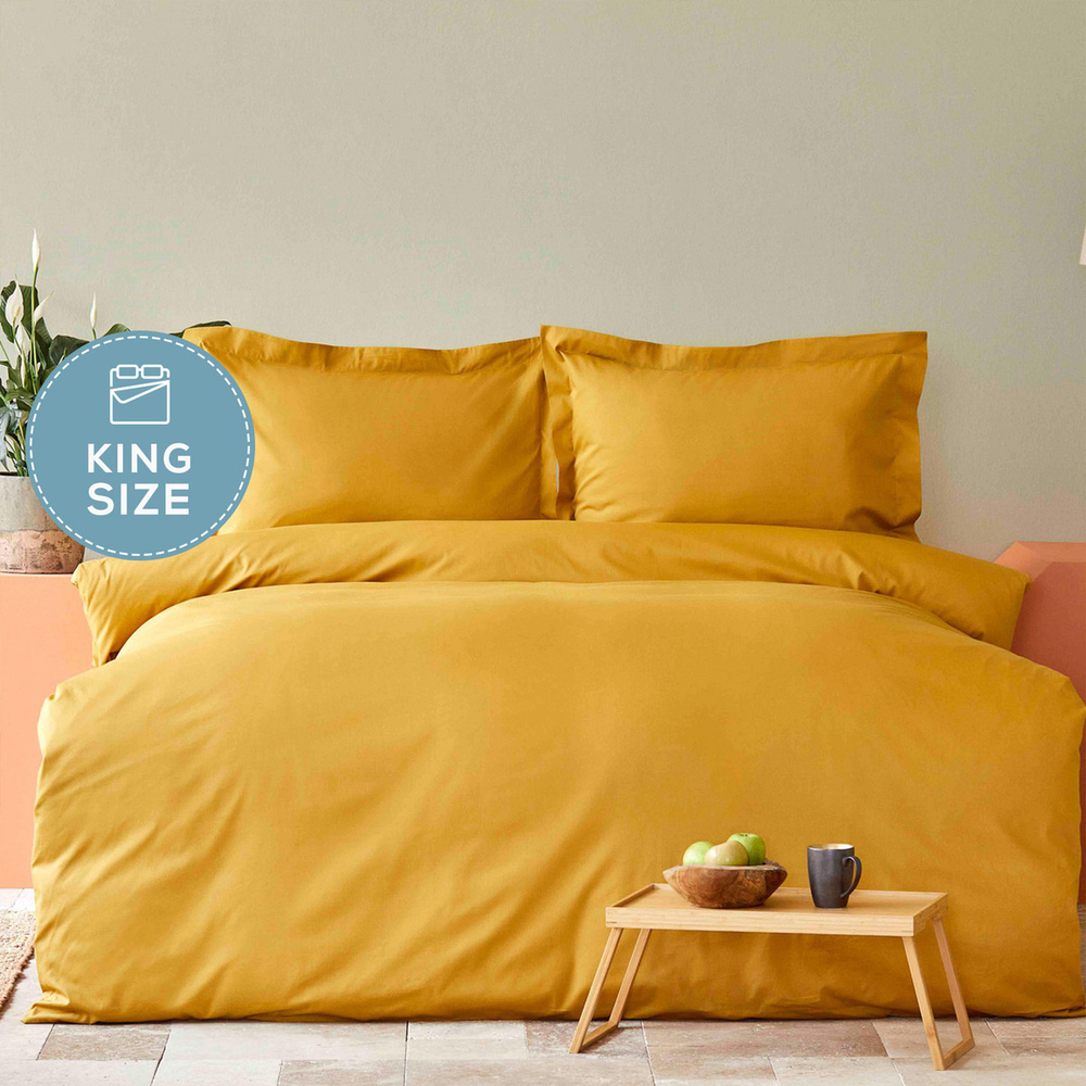 Karaca Home Back to Basic %100 Pamuk King Size Nevresim Takımı Açık Hardal görseli 1