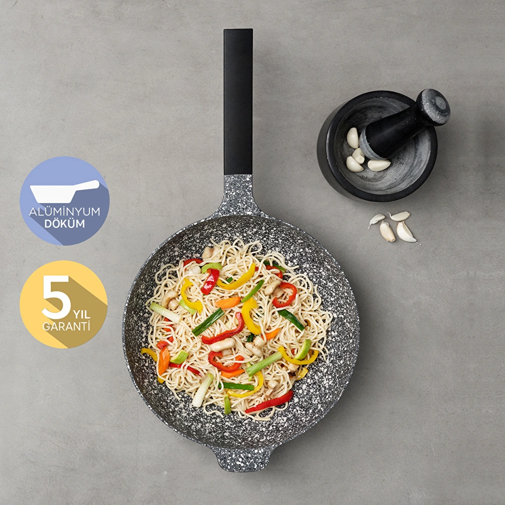 Emsan Perge Döküm Wok Tava 30 cm görseli 1