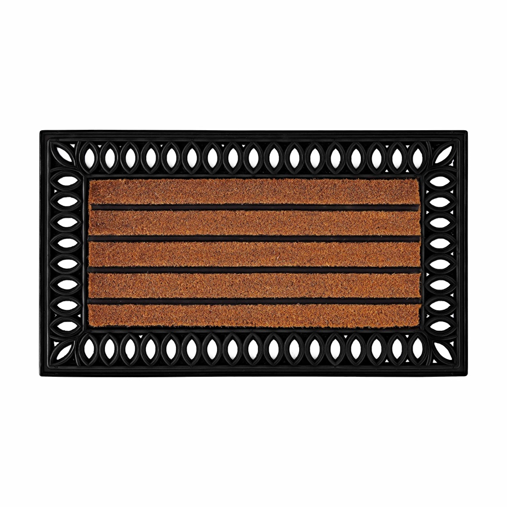 Kaşmir Halı Kauçuk Çerçeveli Çizgili Coco Paspas 45x75 cm görseli 1