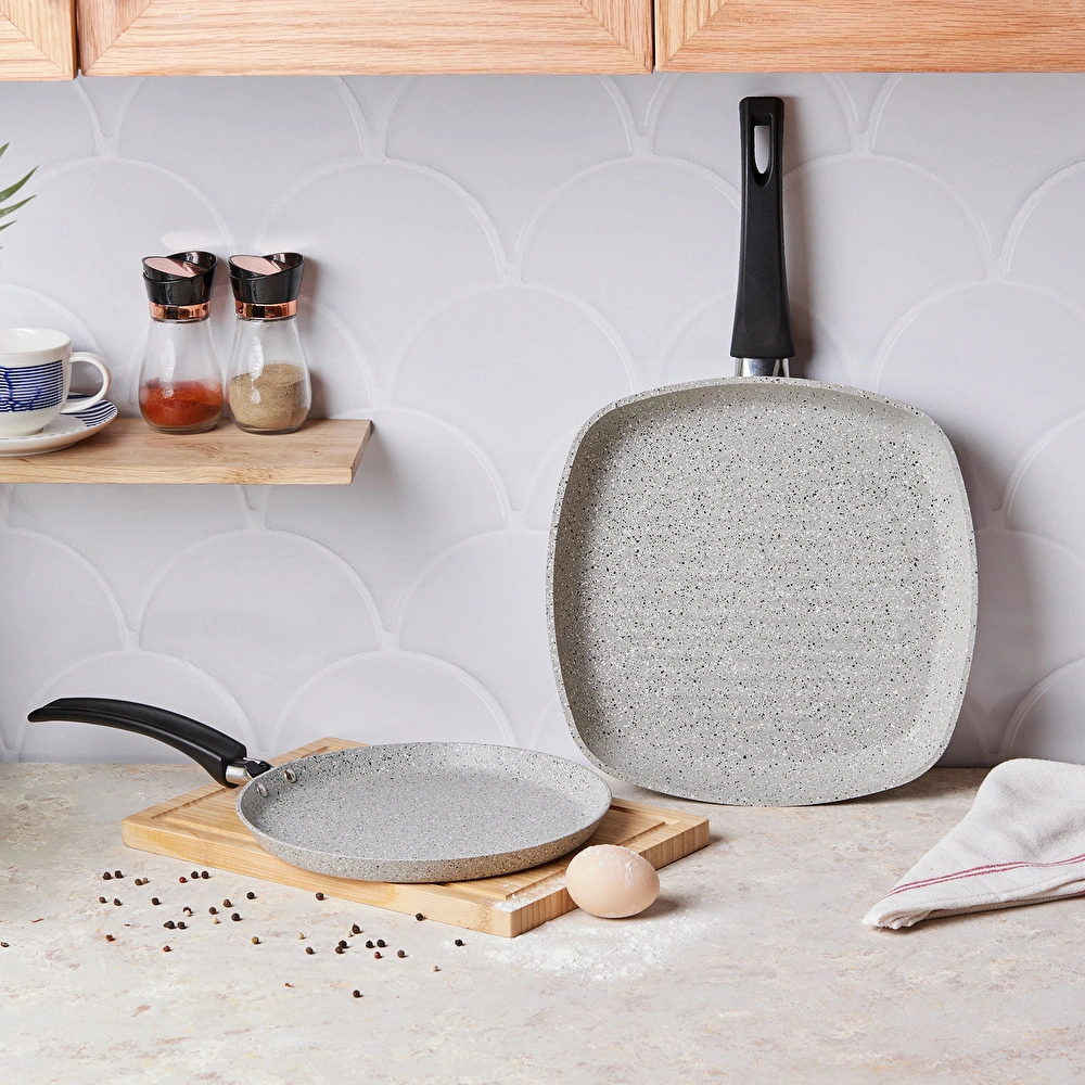 Emsan Premium Granit Grey Krep Grill Seti görseli 1