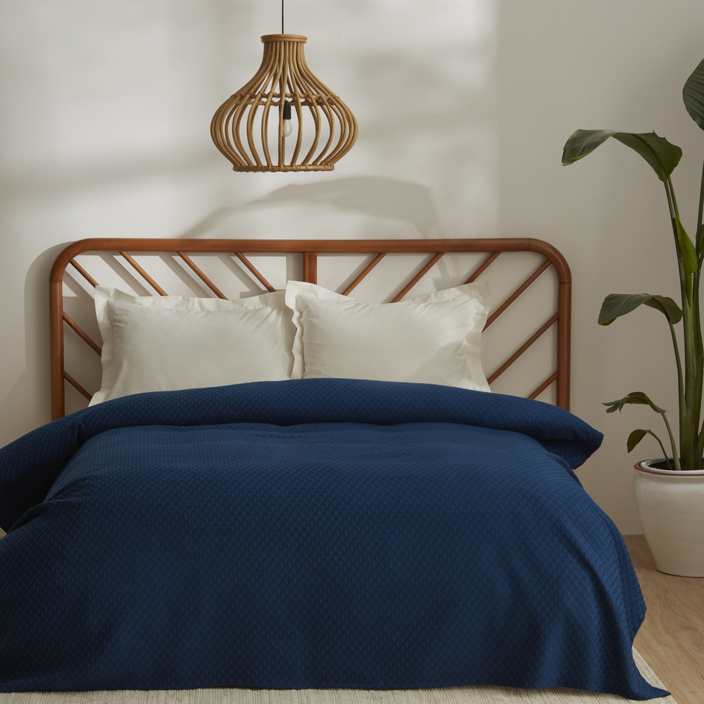 Karaca Home Lorena Çift Kişilik Bambu Jakar Pike 200x230 cm İndigo görseli 1