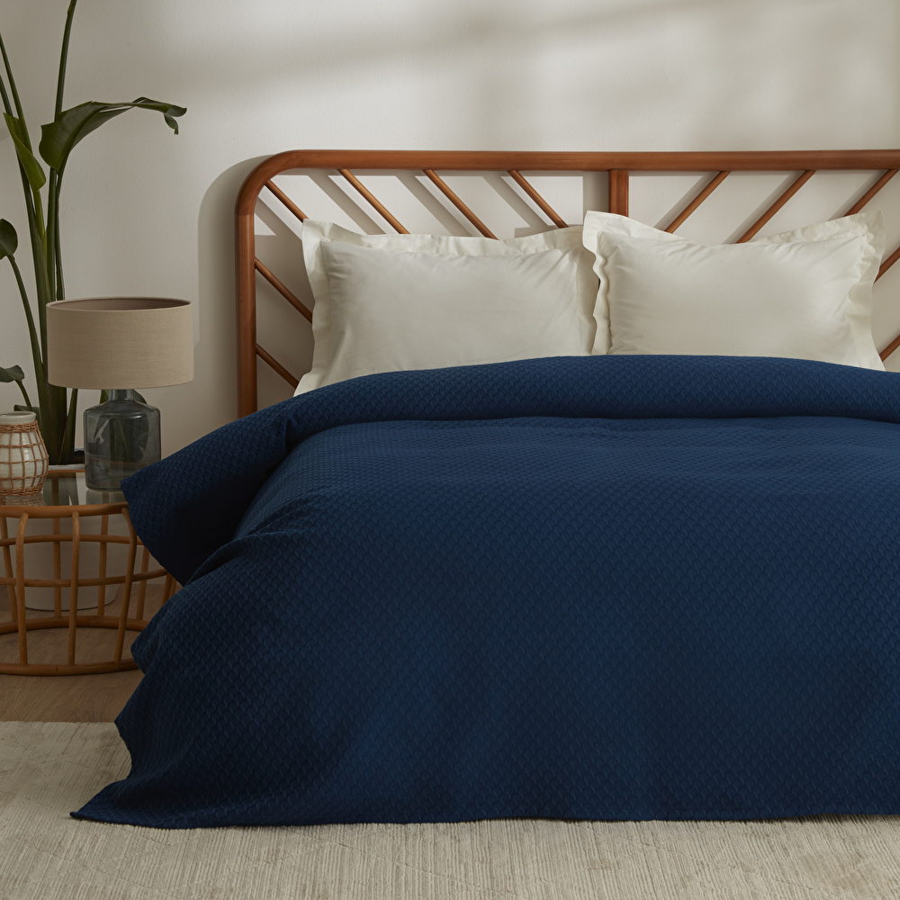 Karaca Home Lorena Çift Kişilik Bambu Jakar Pike 200x230 cm İndigo görseli 4