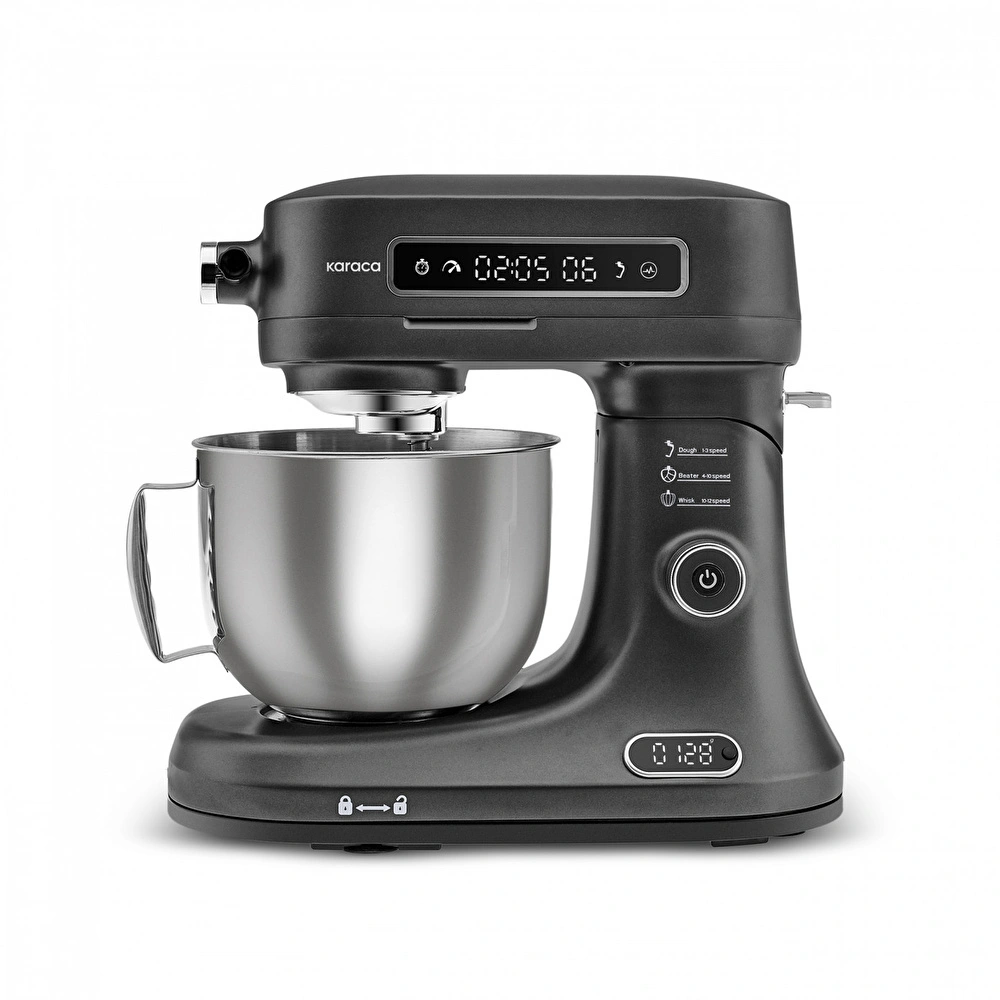 Karaca Pro Artisan Tartılı Dijital Ekran Zaman Ayarlı Döküm Hamur Yoğurma Makinesi Matte Black 5L görseli 1