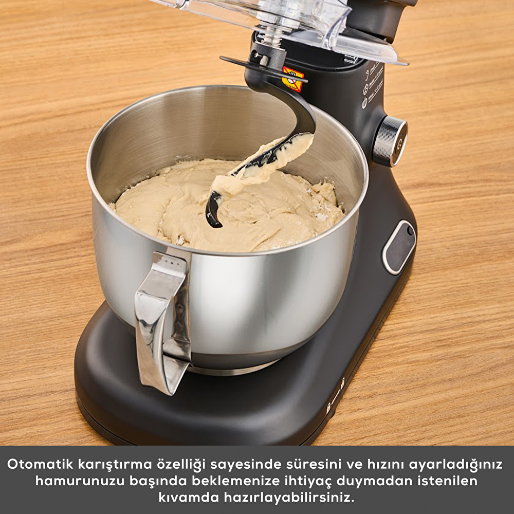 Karaca Pro Artisan Tartılı Dijital Ekran Zaman Ayarlı Döküm Hamur Yoğurma Makinesi Matte Black 5L görseli 9