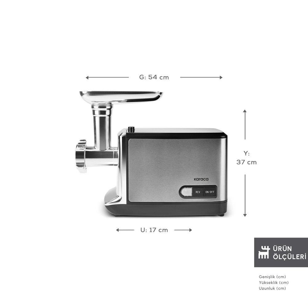 Karaca Inox Kıyma Makinesi 1201 (Salça Sucuk Sosis ve İçli Köfte Aparatlı) görseli 2