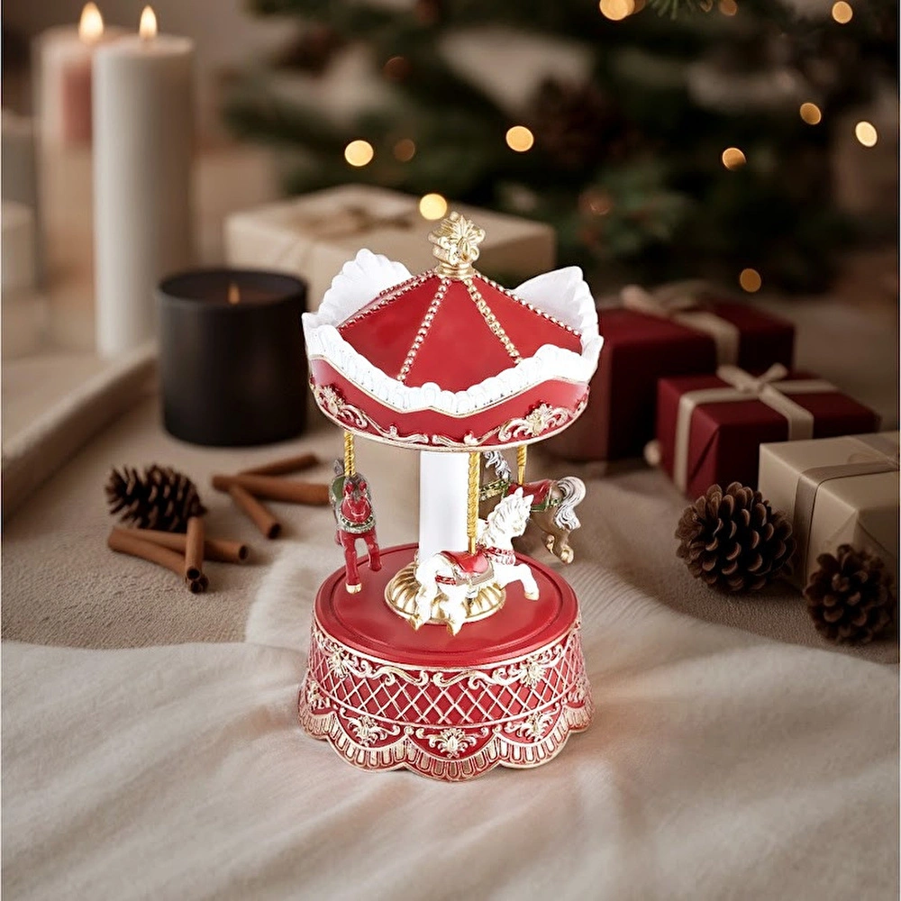 Karaca New Year Yılbaşı Carousel Hareketli ve Müzikli Obje 12,4x23 cm videosu