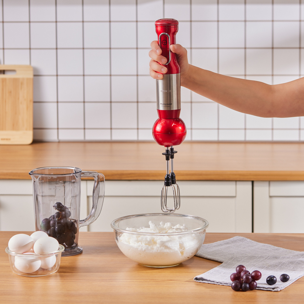 Karaca Mastermaid Prosteel Uzun Blender Ayaklı 6 Bıçaklı Cam Hazneli Rendeli Mutfak Robotu Imperial Red görseli 9