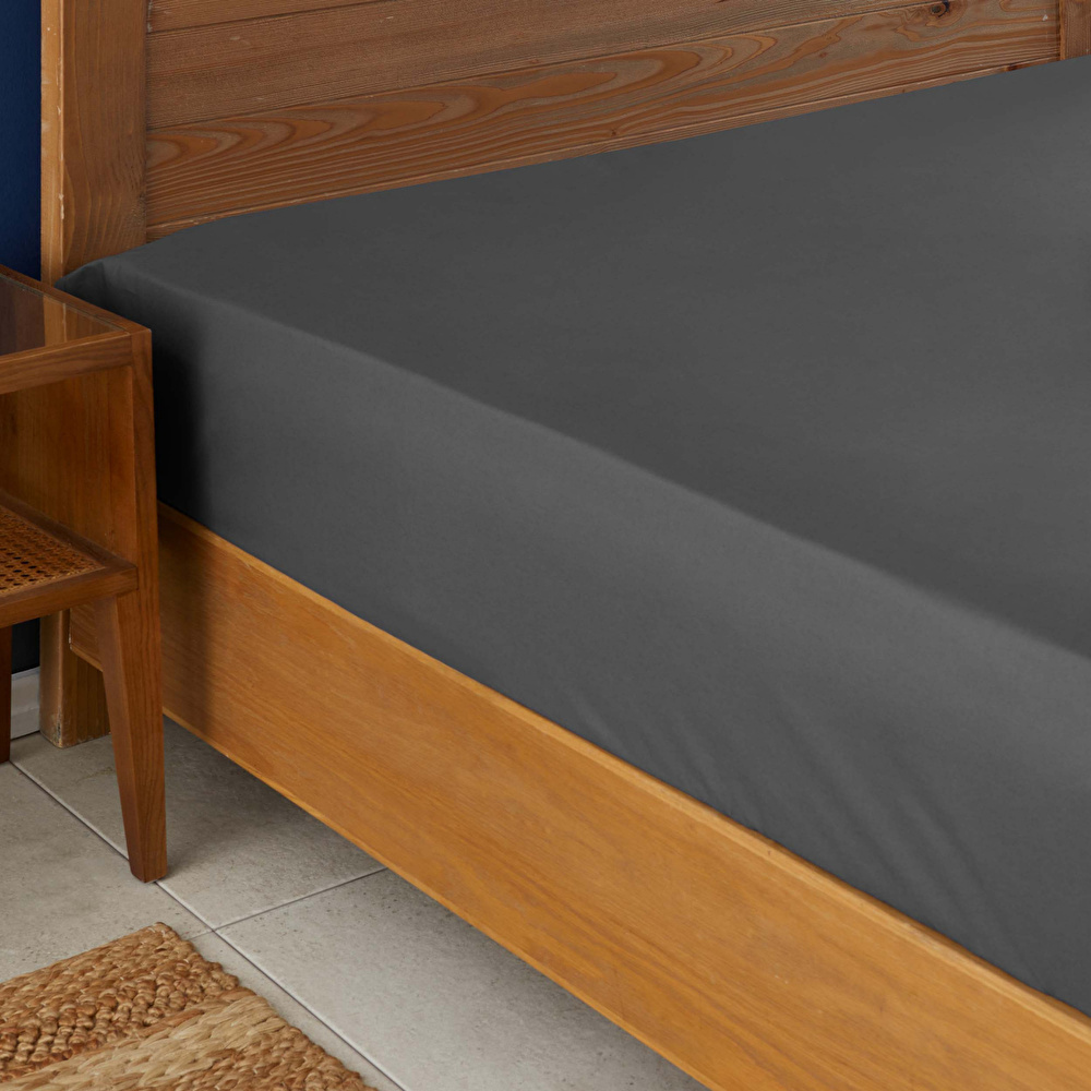 Nautica Home Antrasit %100 Pamuk Tek Kişilik Fitted/Lastikli Çarşaf görseli 1