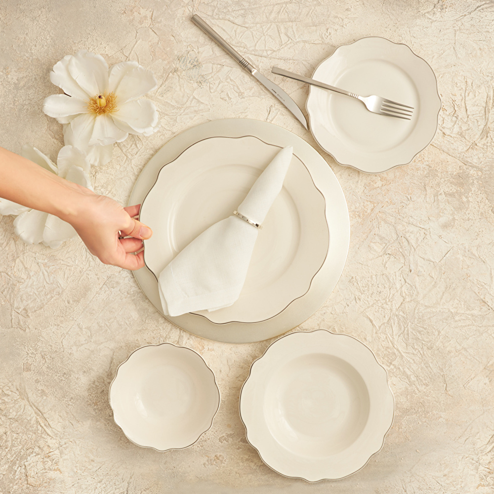 Karaca Almond Platin Line Porselen 24 Parça 6 Kişilik Yemek Takımı görseli 2