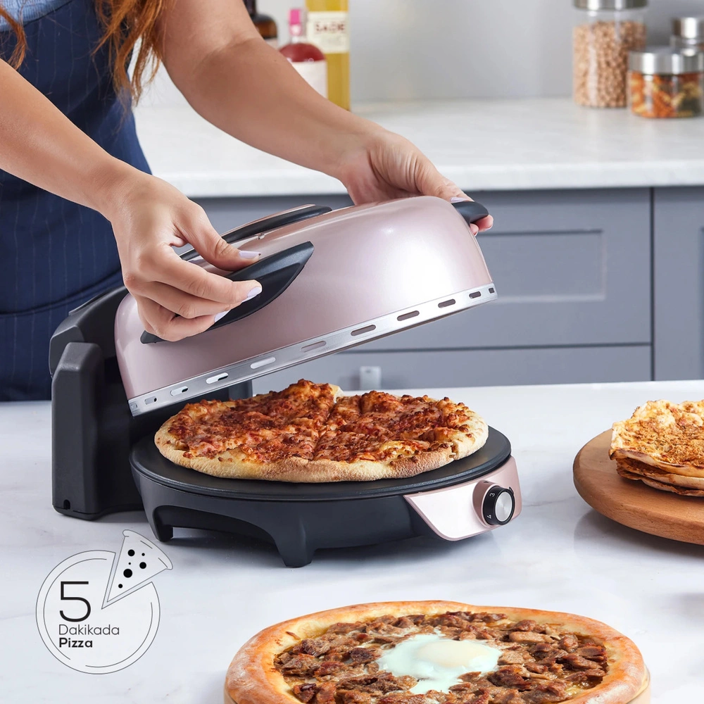 Karaca Gastro 10 in 1 Pizza Lahmacun ve Tandır Ekmeği Makinesi Biodiamond Rosegold  görseli 3