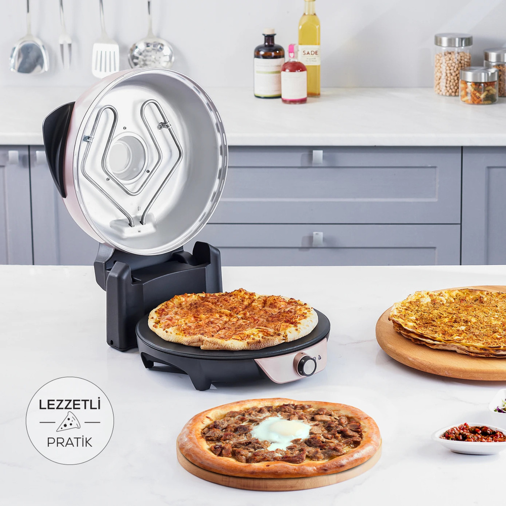 Karaca Gastro 10 in 1 Pizza Lahmacun ve Tandır Ekmeği Makinesi Biodiamond Rosegold  görseli 2