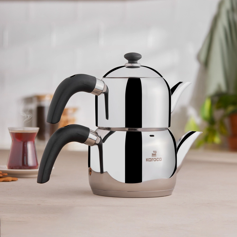 Karaca Edge Mini İndüksiyon Tabanlı Çaydanlık Takımı Siyah görseli 1