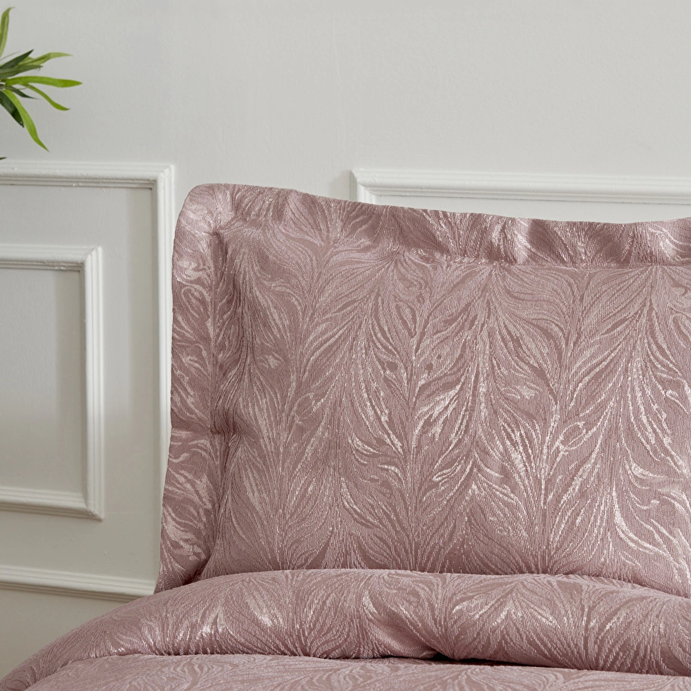 Karaca Home Moris Çift Kişilik Yatak Örtüsü Takımı Gül Kurusu görseli 5
