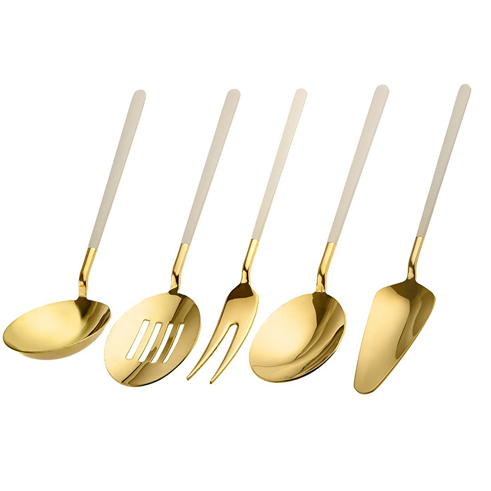 Jumbo Paint Cream Gold 5 Parça Servis Takımı görseli 1