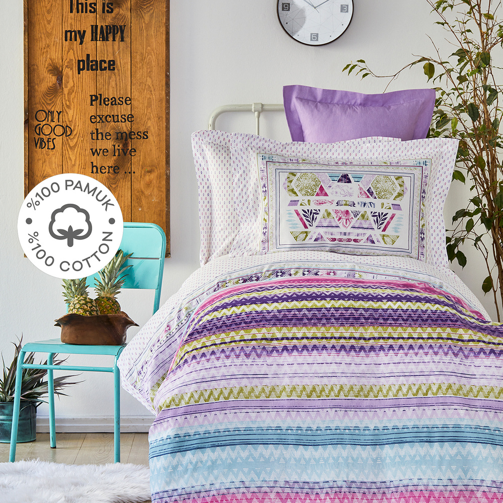 Karaca Home Moddy Pembe %100 Pamuk Tek Kişilik Genç Nevresim Takımı görseli 1