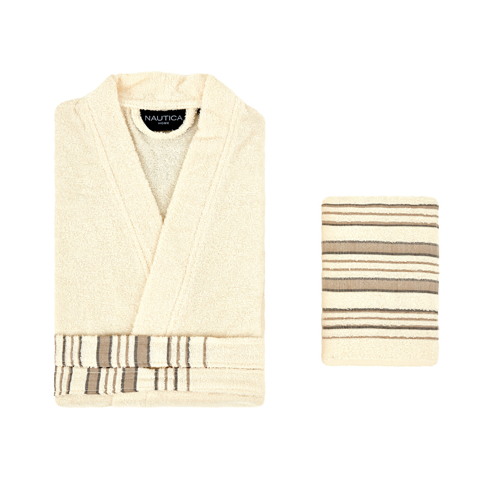 Nautica Home Barnes Ecru Bornoz Setı S-M görseli 1