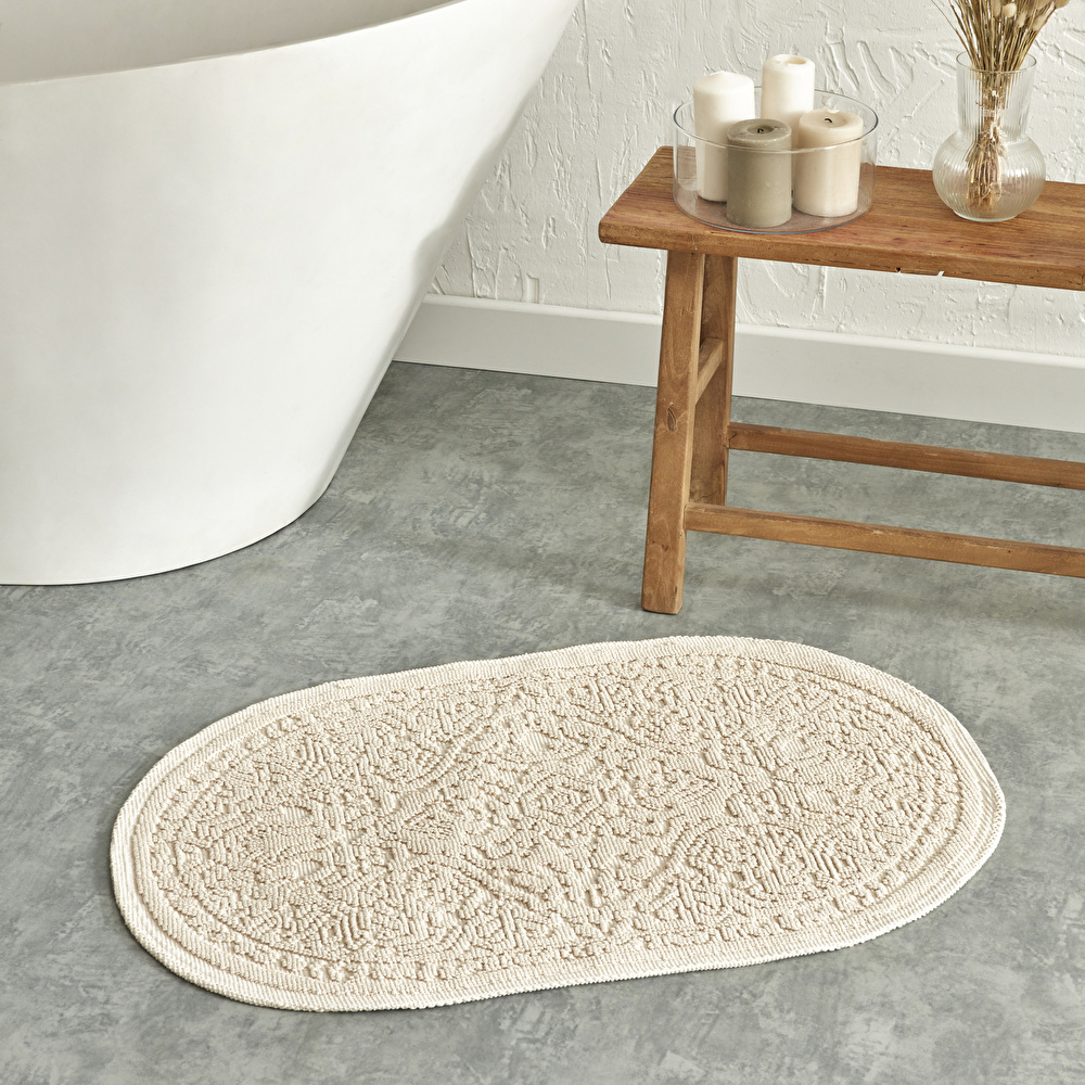 Karaca Home Vista Oval Paspas 90x60 cm Ekru görseli 1