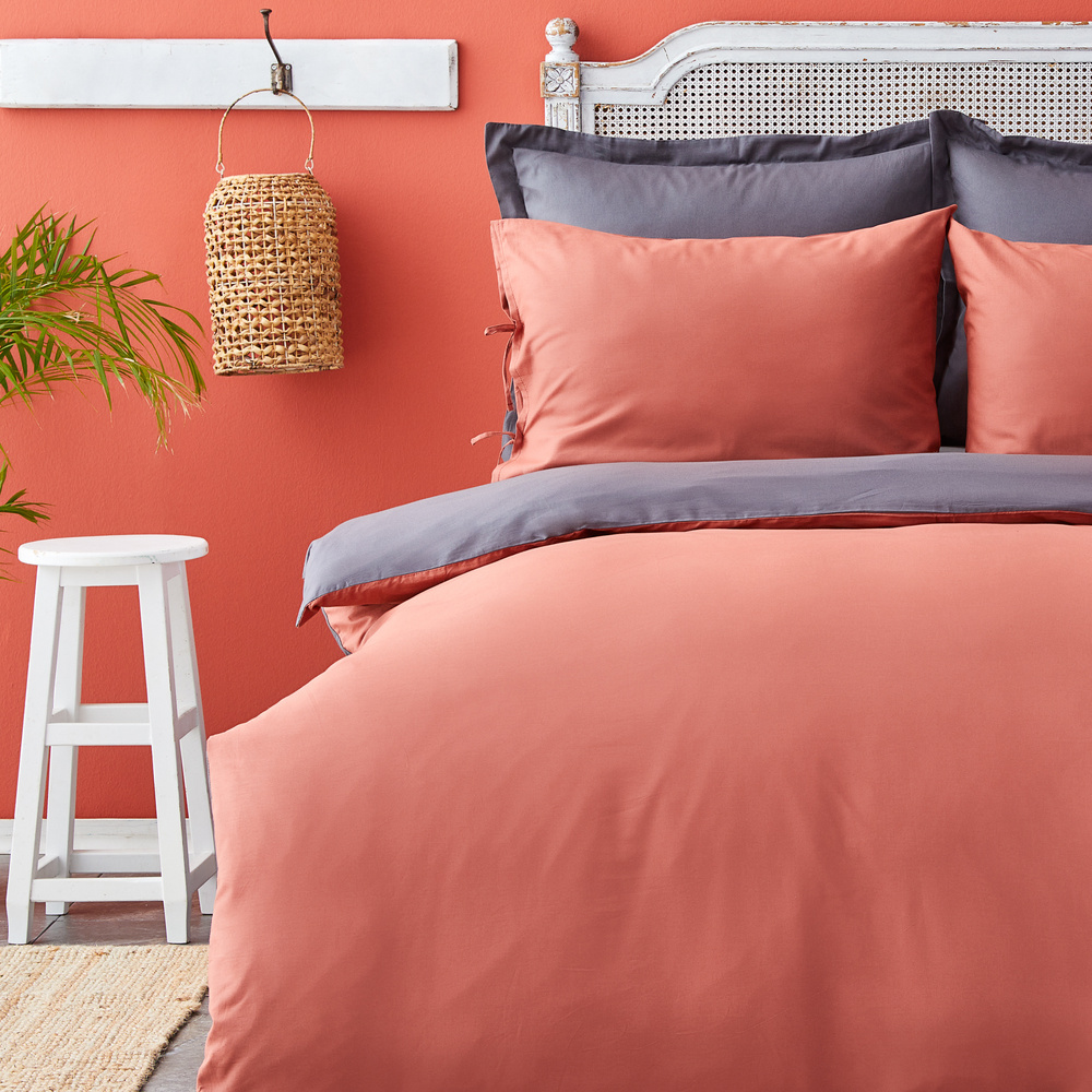 Karaca Home Basic Tek Kişilik Nevresim Takımı Antrasıt-Terra Cota  görseli 3