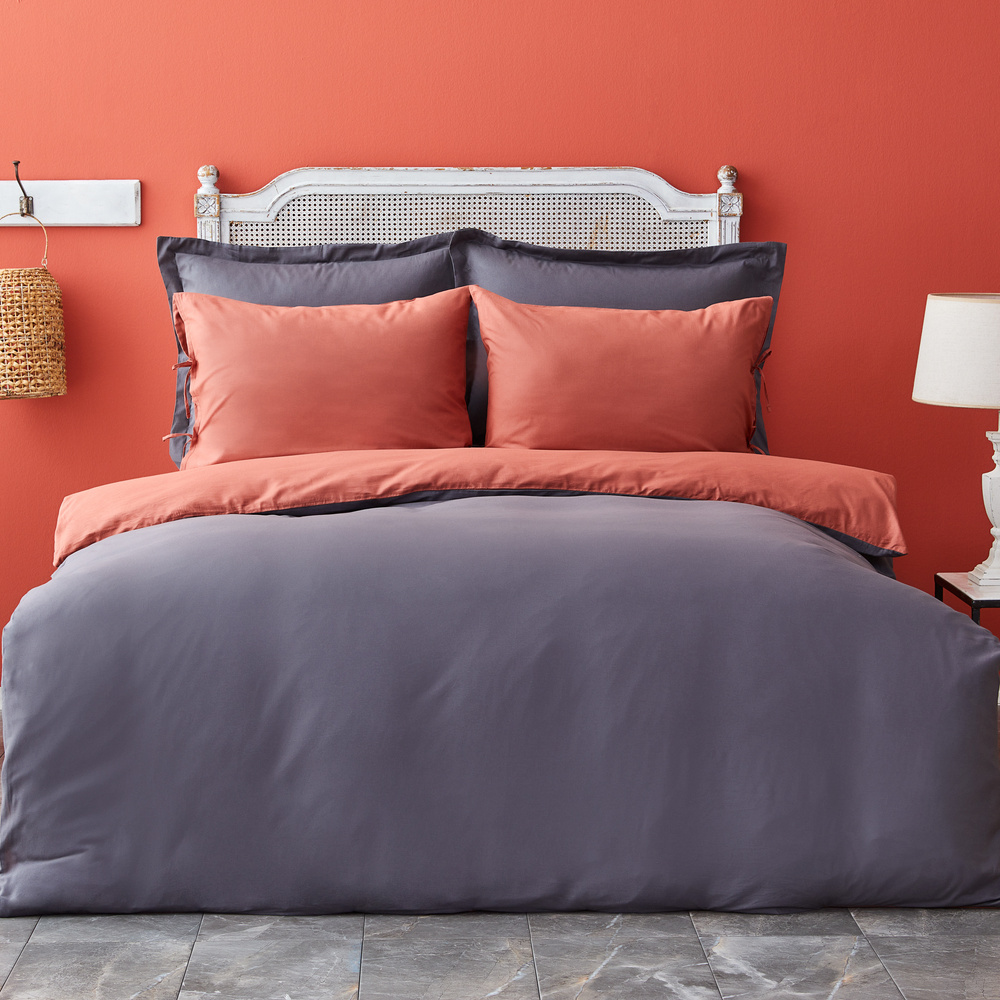 Karaca Home Basic Tek Kişilik Nevresim Takımı Antrasıt-Terra Cota  görseli 1