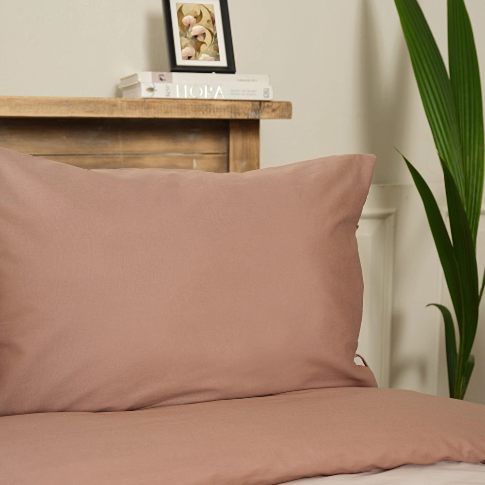Karaca Home Basic Bej-Kahve Çift Taraflı Tek Kişilik Nevresim Takımı görseli 4