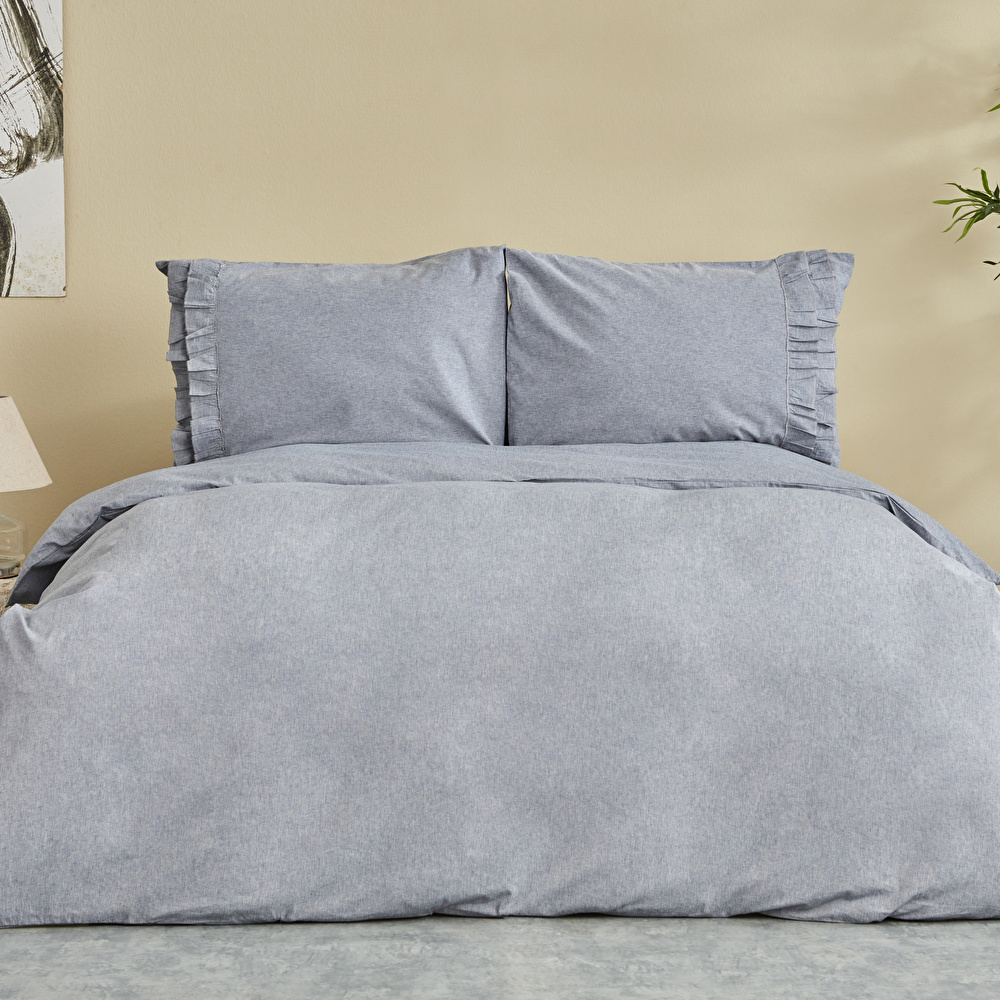 Karaca Home Denim Azur Çift Kişilik Nevresim Seti Mavi görseli 1