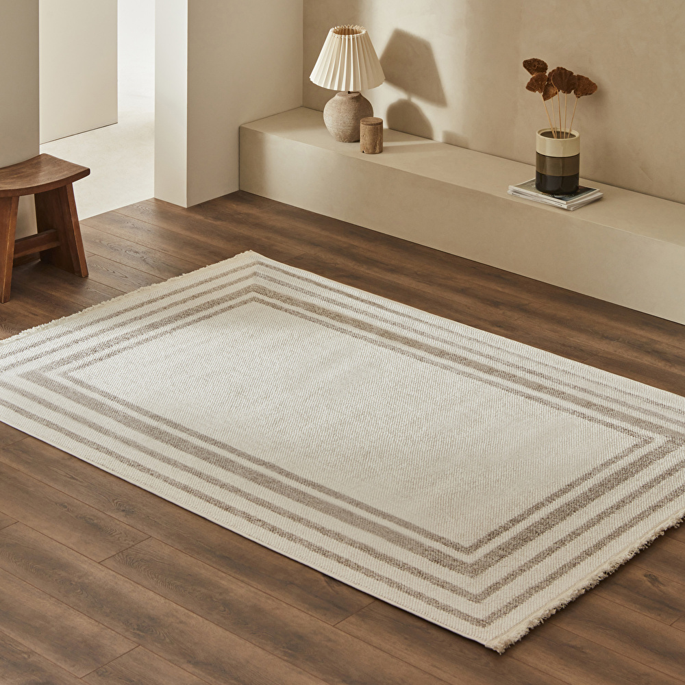 Kaşmir Halı 7/24 İskandinav Elegance Cenova Bej 120x180 cm görseli 1
